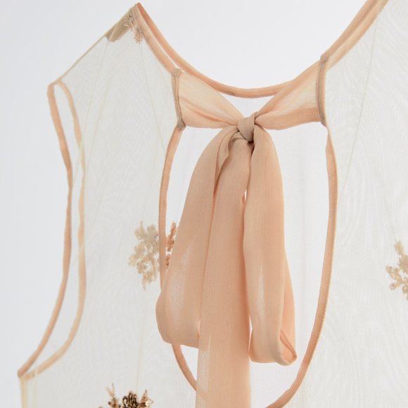 ZARA LIMITED EDITION LINGERIE COLLECTION SHEER EMBELLISED BORDUURSELS TOP BLOUSE - Picture 9 of 16